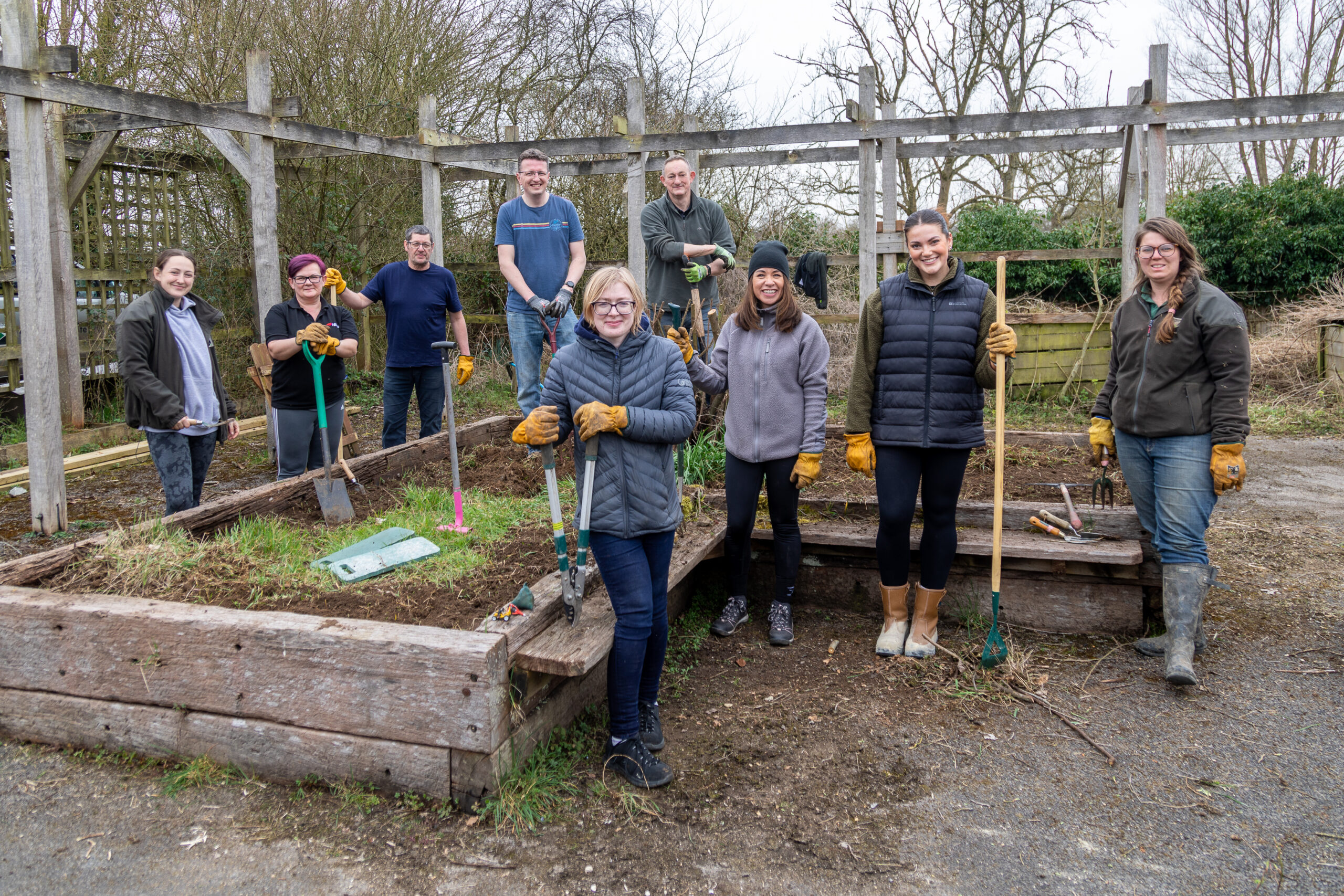 The Hills Group volunteers at Lower Moor Farm with Wiltshire Wildlife Trust